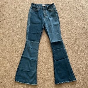 Women’s color block flare jeans